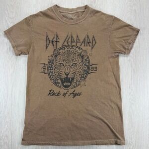 Def Leppard Rock of Ages Graphic Tee Grunge Rock Concert XS Cotton